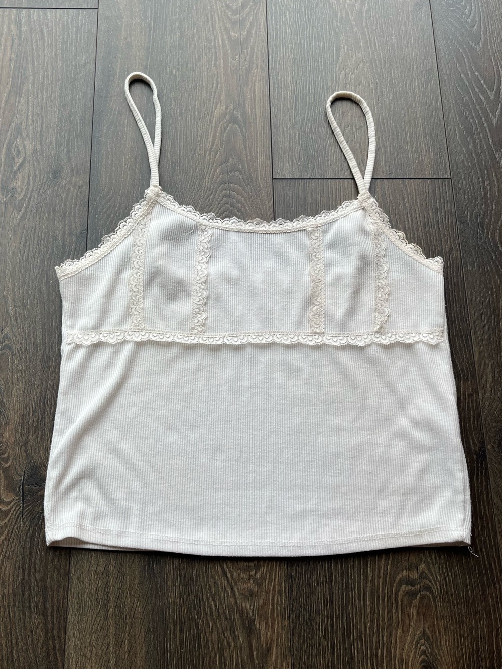 White Lace-Trim Tank Top